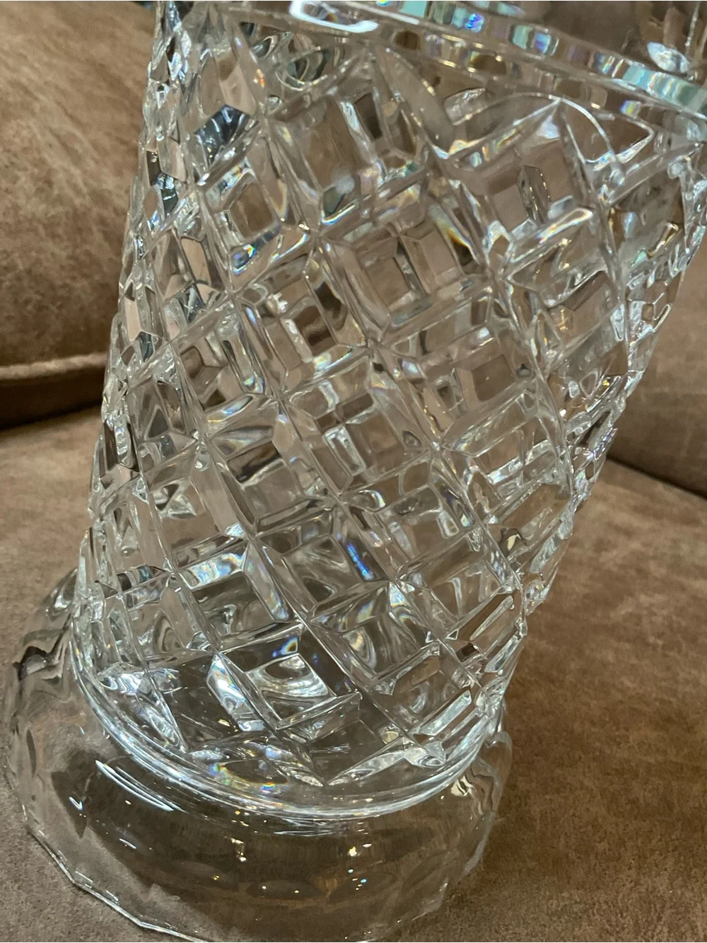 Crystal Hurricane Lamp Candle Holder with Crystal Base